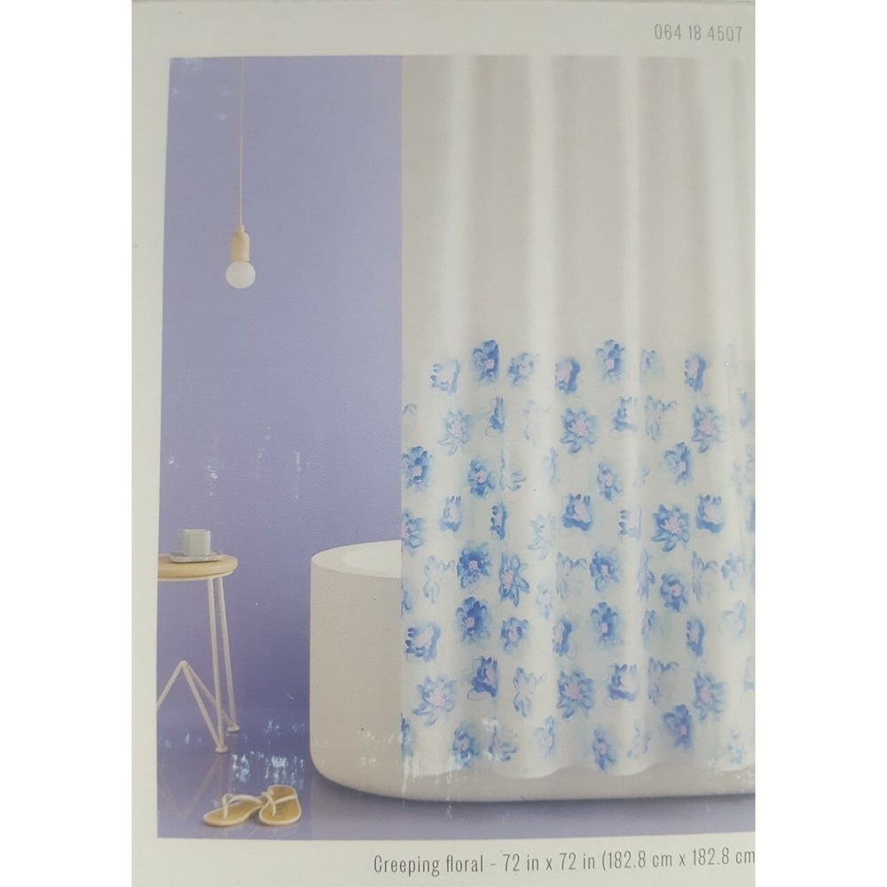 NEW Room Essentials Creeping Floral Flowers Fabric Shower Curtain - White 72x72